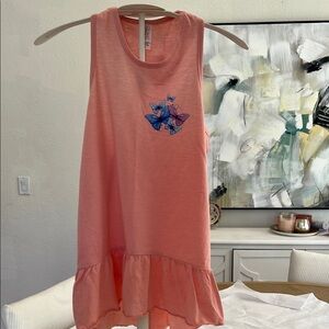 Pink Sleeveless Kids Top with Butterfly Design